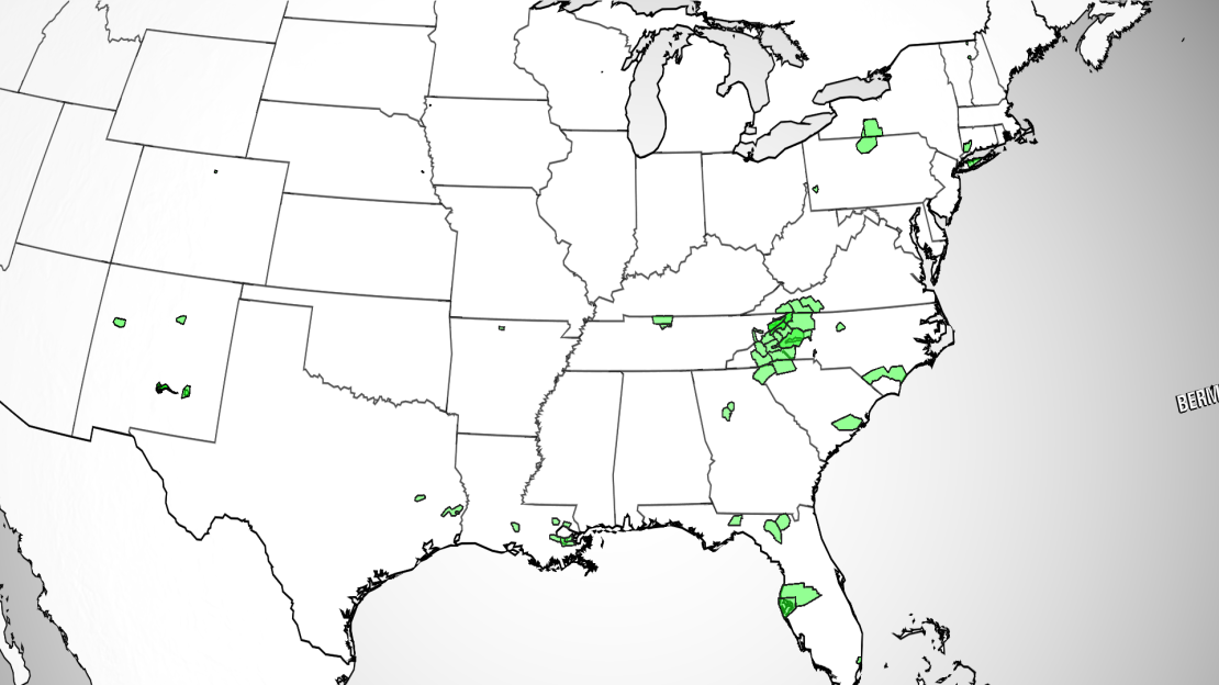 Every 2024 flash flood emergency issued by the National Weather Service can be seen in green here. The green shapes represent the area threatened by flash flooding. A majority of the areas are concentrated in the Southeast. Data updated as of October 24.