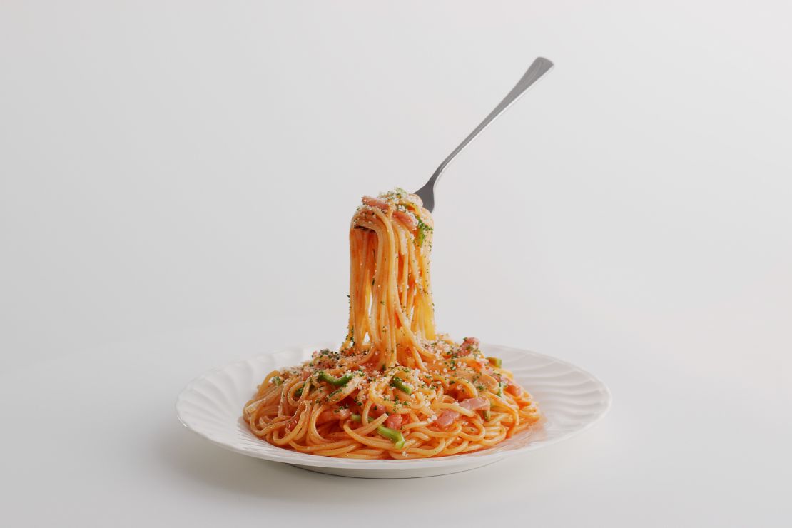 A food replica of 'Napolitan' or Japanese ketchup spaghetti, considered a popular Western dish in the country.