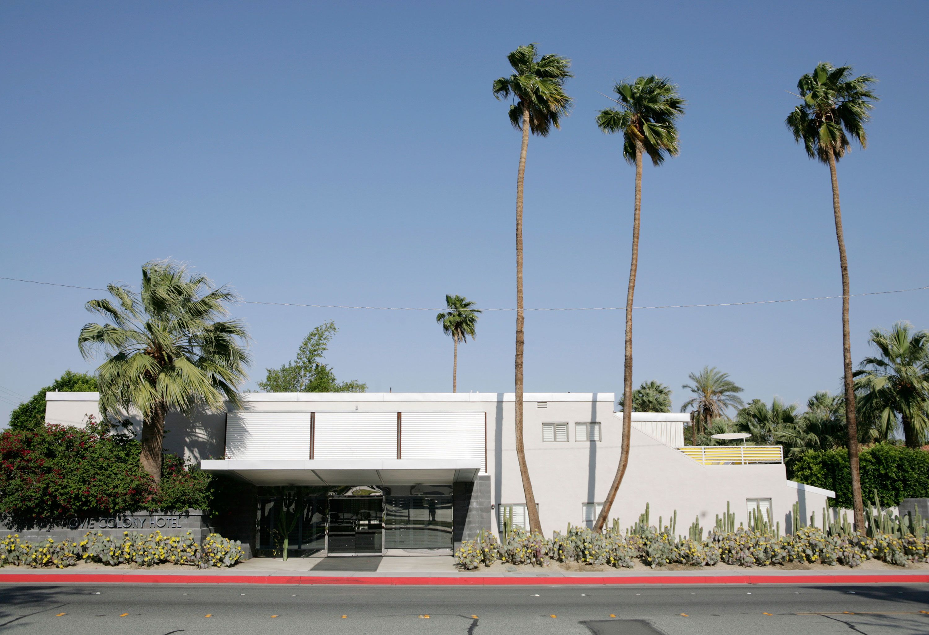The Movie Colony Hotel, a modernist building Frey designed in Palm Springs, California in 1935.