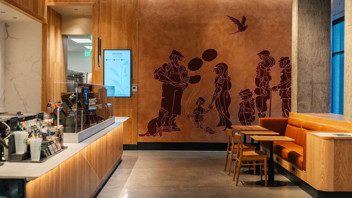 Front of house and mural at the Starbucks Union Market location in Washington, DC.