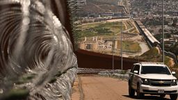 Un vehículo de la Patrulla Fronteriza de CBP de EE.UU. pasa junto a un alambre de concertina recientemente instalado en una sección del muro fronterizo entre San Diego y Tijuana, en San Diego, California, el 24 de abril de 2025.