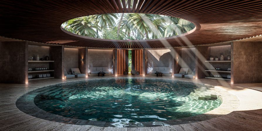 The island will boast a full-service spa as part of a wellness offering that includes a private alcove “Sunrise Sanctuary” for yoga and meditation, a stargazing observatory, and a reflection pool.