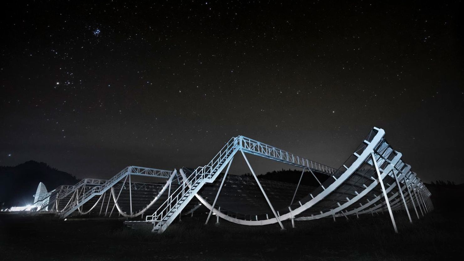 The CHIME radio telescope near Penticton, British Columbia, helped researchers uncover two fast radio bursts detailed in four new studies. FRBs are millisecond-long bright flashes of radio waves from space.