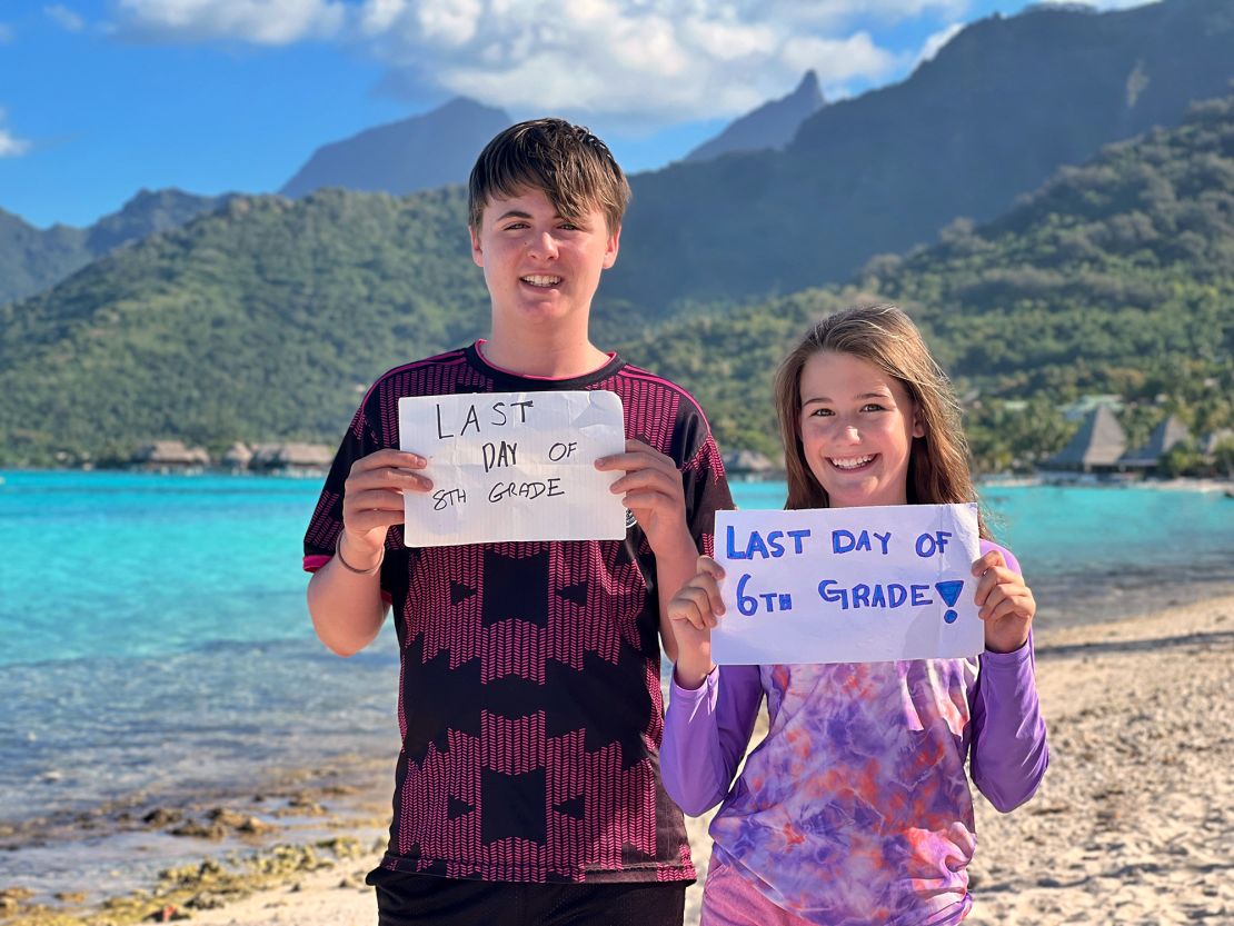 The school year for Finn and Aria ended in French Polynesia.