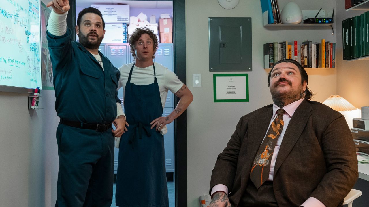 (From left) Ricky Staffieri, Jeremy Allen White and Matty Matheson in 'The Bear.'