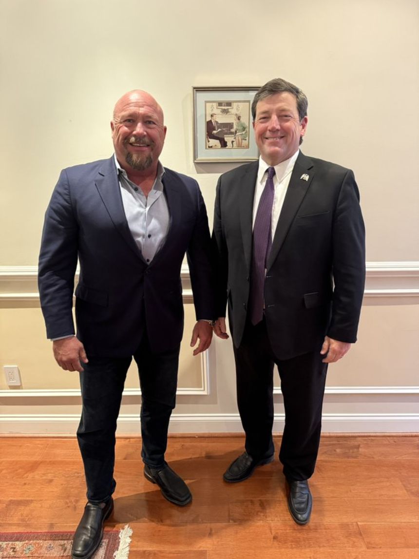 Alex Jones and Ed Martin are seen together in a photo posted to Jones' X account on September 14.