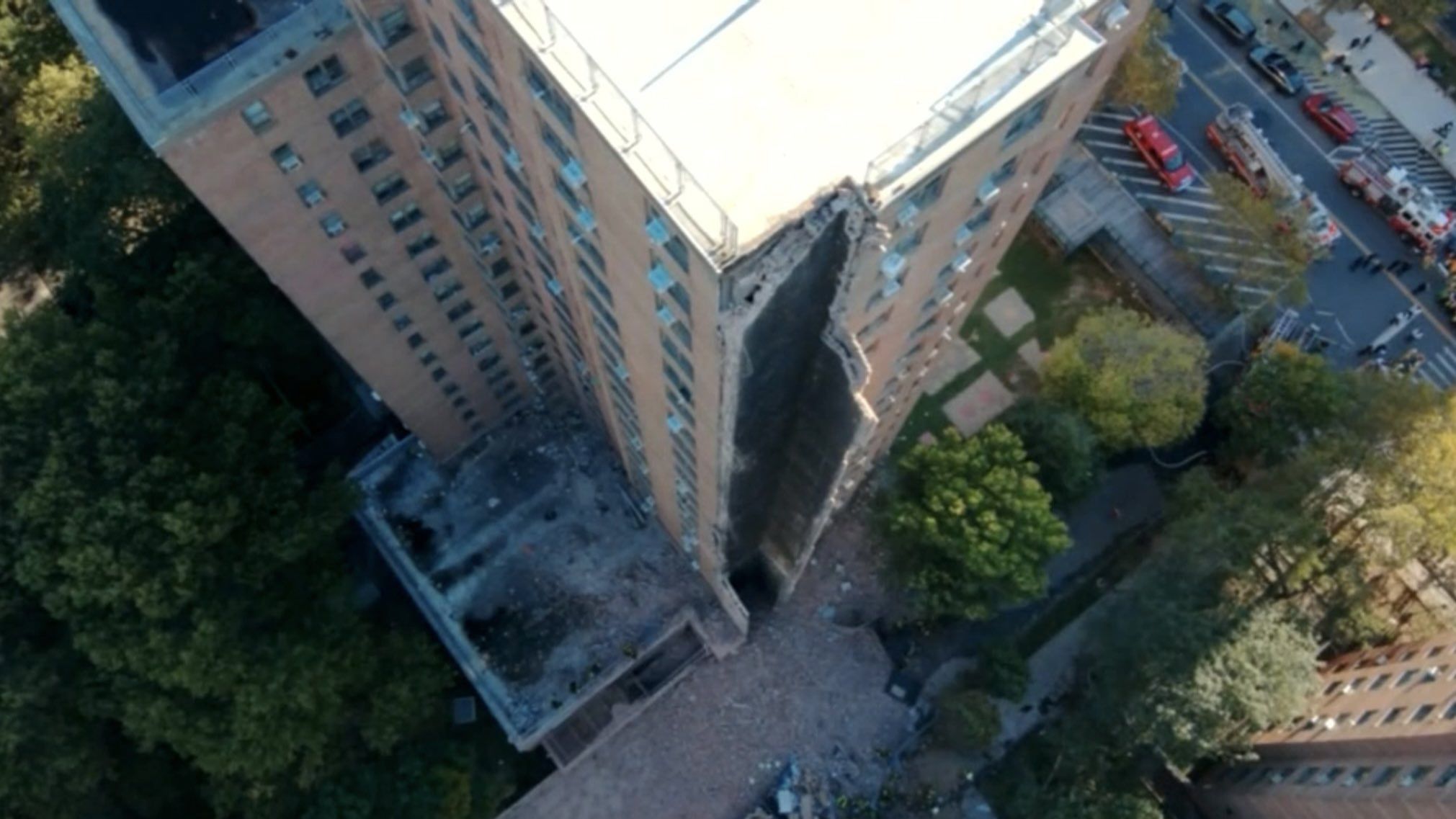 Partial building collapse in the Bronx. The New York City Fire Department shared an aerial photo of the collapsed portion of the building.