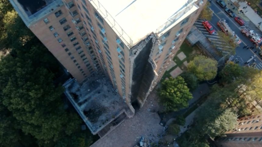 Partial building collapse in the Bronx. The New York City Fire Department shared an aerial photo of the collapsed portion of the building.