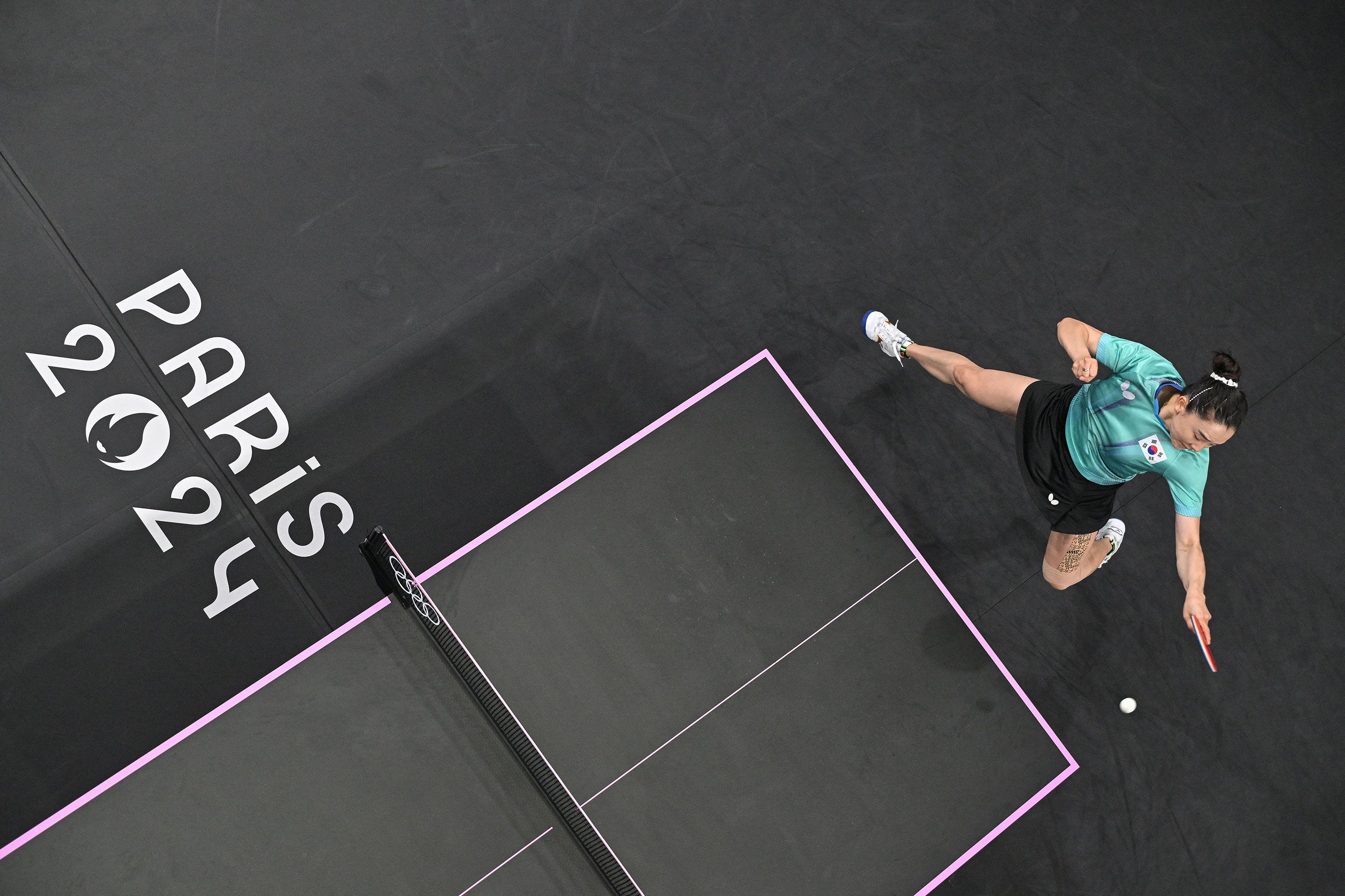 South Korea's Jeon Ji-hee returns the ball during her women's table tennis singles bronze medal match against Germany on August 10.