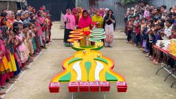 People gathering in Sonahara village in the Pabna District of Bangladesh to play games as part of the SS Food Challenge on February 1, 2024. Thousands have participated in the ‘SS Food Challenge’ so far since its inception, among 60% of them are women, says its creator Omar Sunny Somrat.