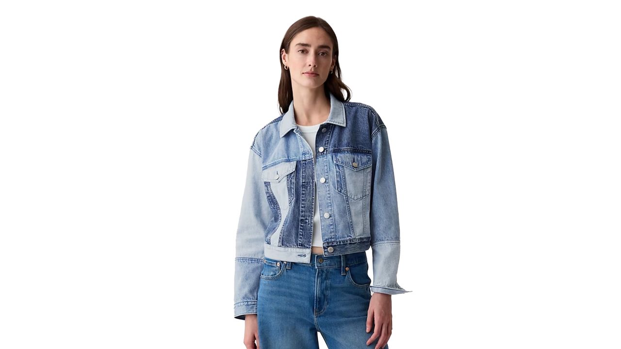 Gap Cropped Patchwork Icon Denim Jacket