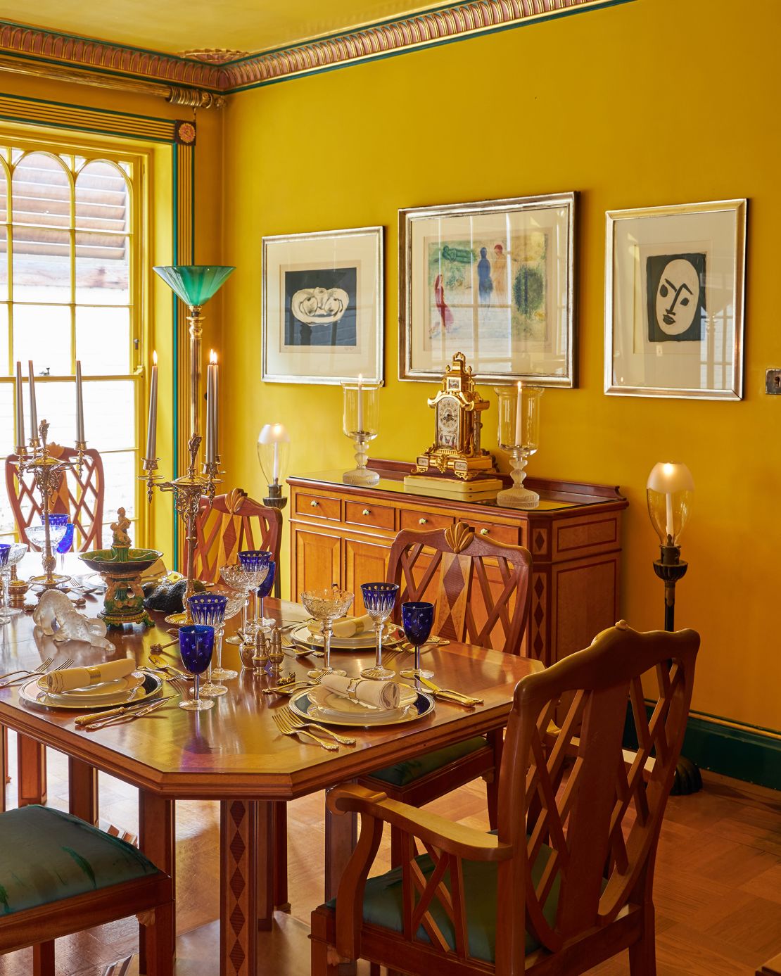 The home's dining room, painted in Mercury's favorite color yellow.