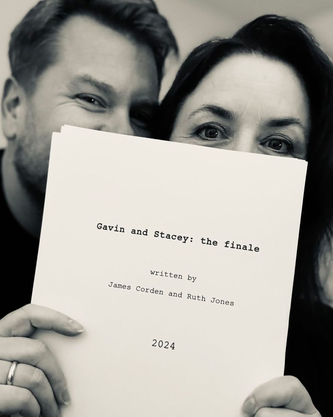 James Corden announced the final Gavin and Stacey episode by posting a photo of himself and Ruth Jones holding the script for the finale.