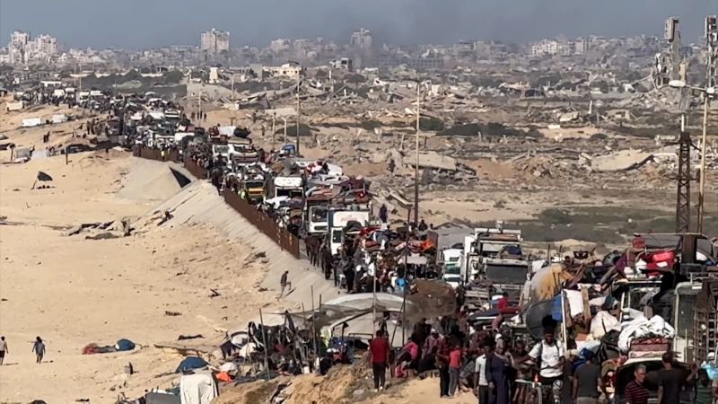 Video shows mass exodus as more than 100,000 displaced in Gaza over the weekend