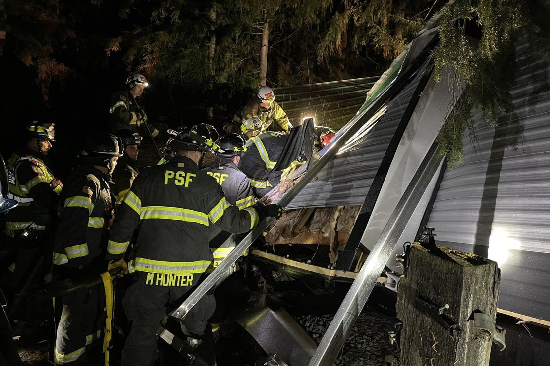 Puget Sound Fire conducted a rescue operation after a tree fell on a trailer in Maple Valley, Washington.