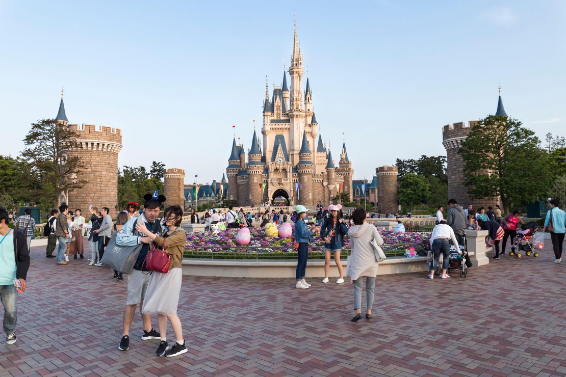Cinderella Castle with Easter decoration at the Tokyo Disney Resort in Japan