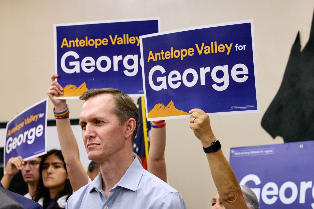 George Whitesides, the Democrat running against Republican Rep. Mike Garcia., at Machinists Hall on Sunday, October 13, 2024 in Palmdale, California. 