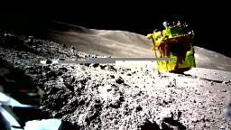 An image taken by the Lunar Excursion Vehicle 2 shows Japan's SLIM spacecraft on the moon. The “Moon Sniper” robotic explorer landed 180 feet (55 meters) shy of its target.