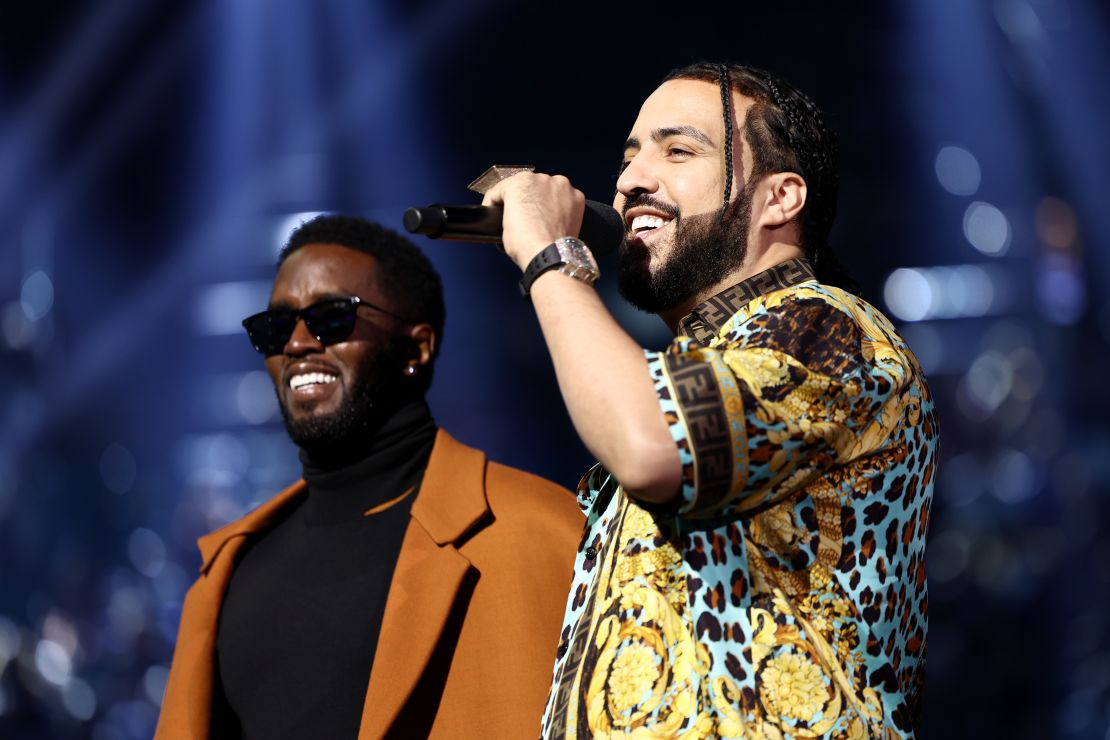 French Montana, right, appears onstage with Sean "Diddy" Combs during the 2022 Billboard Music Awards in Las Vegas. Diddy is one of the co-executive-producers of French's new documentary.
