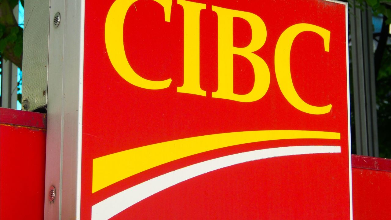 Ein Schild für eine CIBC-Bankfiliale