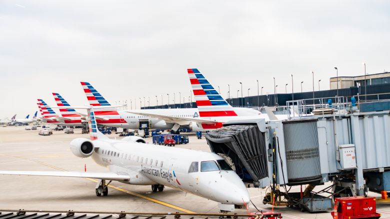 American Airlines planes at the gate at Chicago O'Hare International Airport