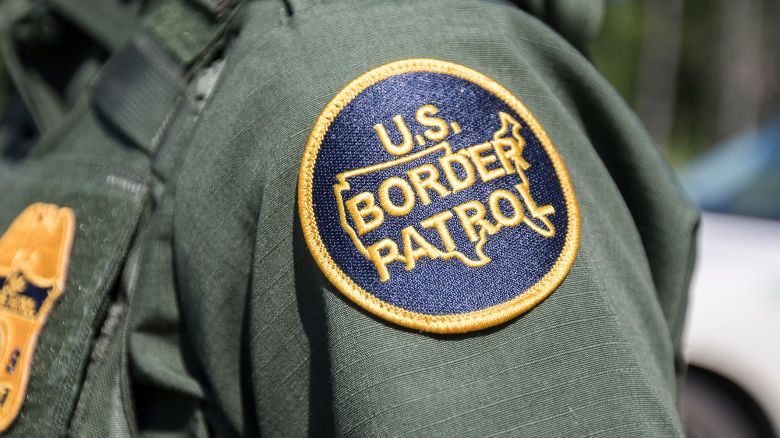 A patch on the uniform of a U.S. Border Patrol agent at a highway checkpoint on August 1, 2018, in West Enfield, Maine.