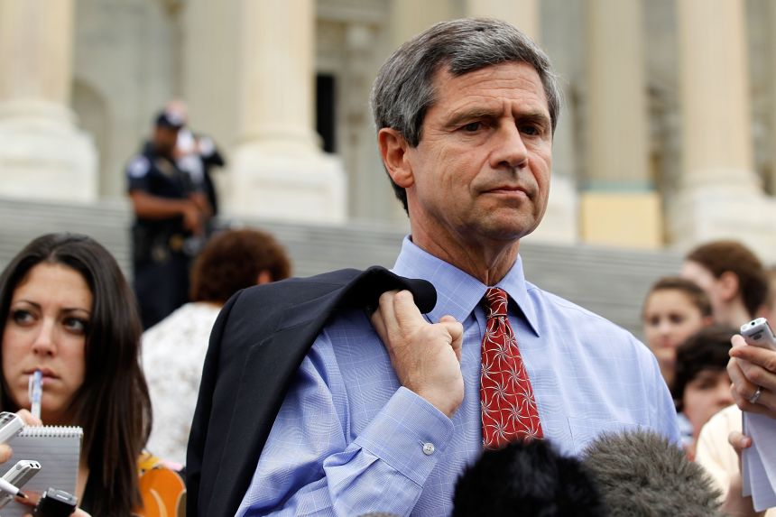 U.S. Rep. Joe Sestak (D-PA) speaks to the media outside the Capitol May 28, 2010.