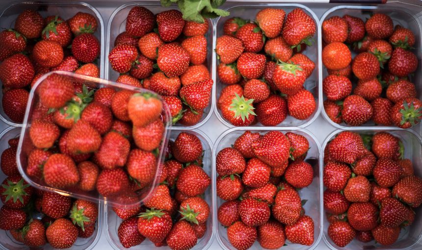 Strawberries placed second on the Environmental Working Group's