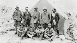 1924 Mount Everest party - left to right (top): Irvine, Mallory, Hazard, Odell, Hingston (bottom): Shebbeare, Bruce, Somervell, Beetham, Tibet (China), March 1924. Mount Everest Expedition 1924.  (Photo by J.B. Noel/Royal Geographical Society via Getty Images)