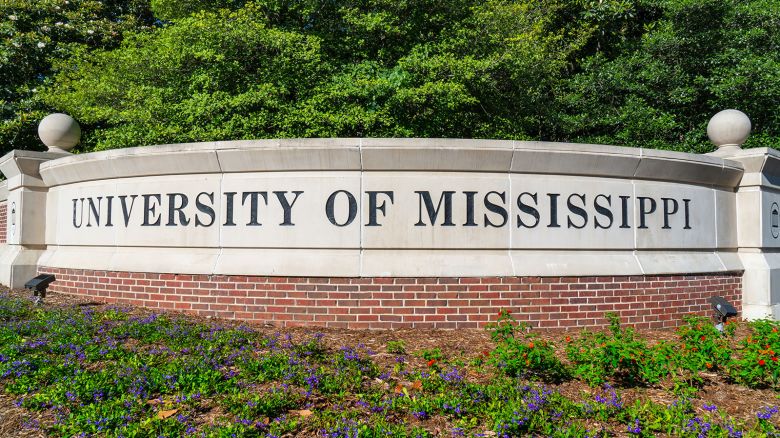 OXFORD, AS/USA - JUNE 7, 2018: Entrance sign and logo to the campus of the University of Mississippi.