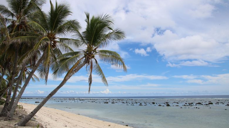This photograph taken on September 2, 2018 shows a beach view in Ewa on the Pacific island of Nauru. - A cluster of corrugated iron huts resembling military barracks jut out of Nauru's sweltering rocky landscape to reveal refugee settlement camp number five, a place defined by desperation and rarely visited by outsiders. (Photo by Mike LEYRAL / AFP) (Photo credit should read MIKE LEYRAL/AFP via Getty Images)