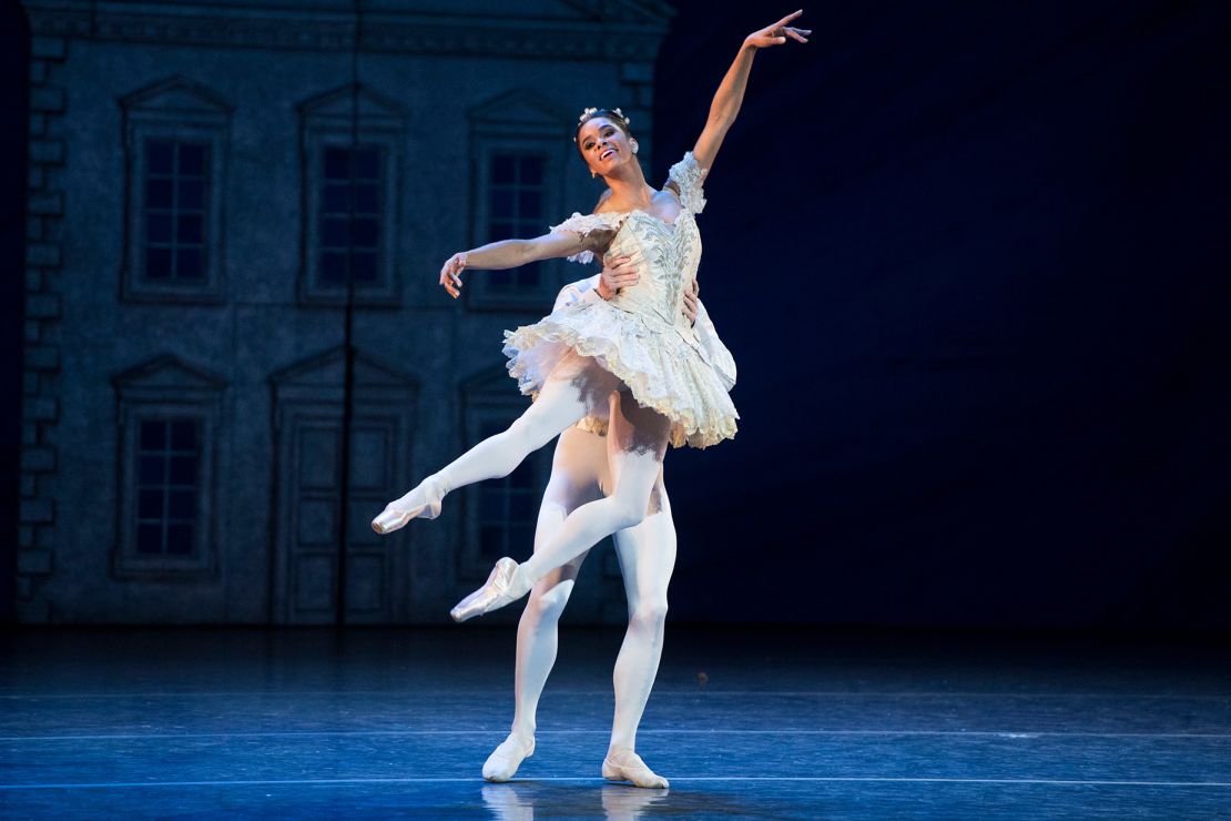 Misty Copeland dances with Daniil Simkin in American Ballet Theatre's "The Nutcracker" in December 2017.