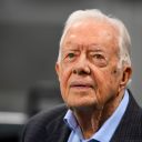 ATLANTA, GA - SEPTEMBER 30: Former president Jimmy Carter prior to the game between the Atlanta Falcons and the Cincinnati Bengals at Mercedes-Benz Stadium on September 30, 2018 in Atlanta, Georgia. (Photo by Scott Cunningham/Getty Images)