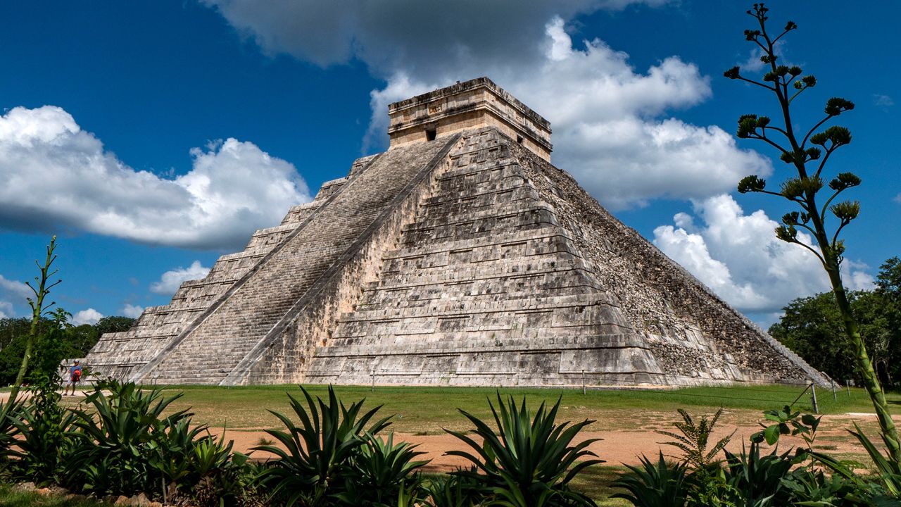 CHICHEN ITZA, MEXICO - SEPTEMBER 29:  A general view of the El Castillo pyramid on September 30, 2018 in Chichen Itza, Mexico. Chichen Itza was one of the largest Maya cities and it was likely to have been one of the mythical great cities, or Tollans, referred to in later Mesoamerican literature. (Photo by Donald Miralle/Getty Images for Lumix)
