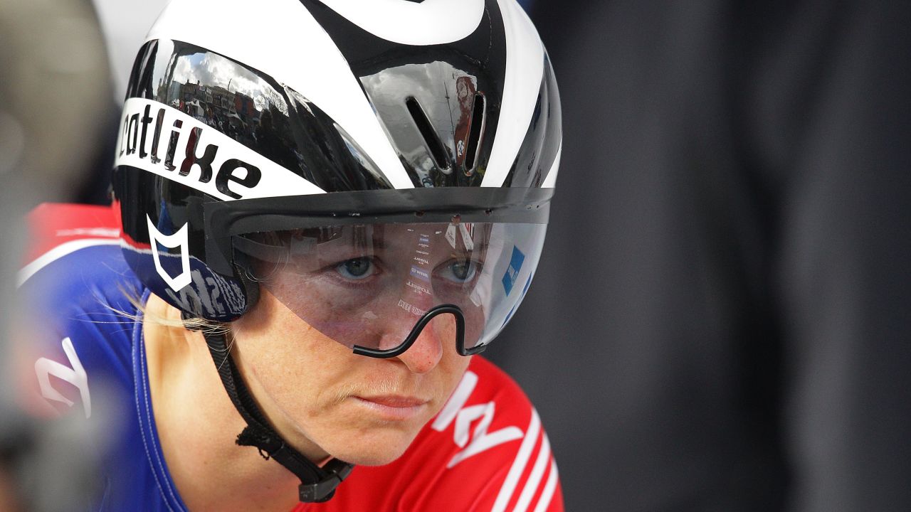 MELBOURNE, AUSTRALIA - SEPTEMBER 29: Emma Pooley of Great Britain looks on before competing in the Women's Elite Time Trial on day one of the UCI Road World Championships on September 29, 2010 in Geelong, Australia (Photo by Scott Barbour/Getty Images)