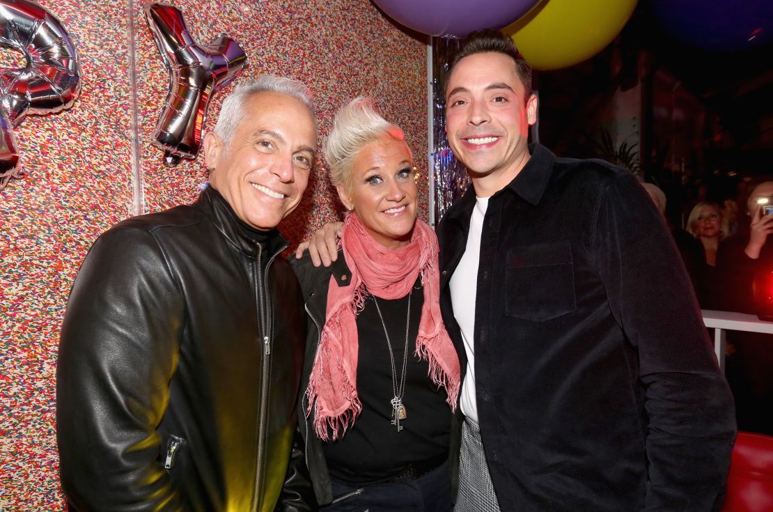 (From left) Geoffrey Zakarian, Anne Burrell and Jeff Mauro in New York City in 2018.