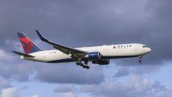 Delta Air Lines Boeing 767-300 landing in Amsterdam.