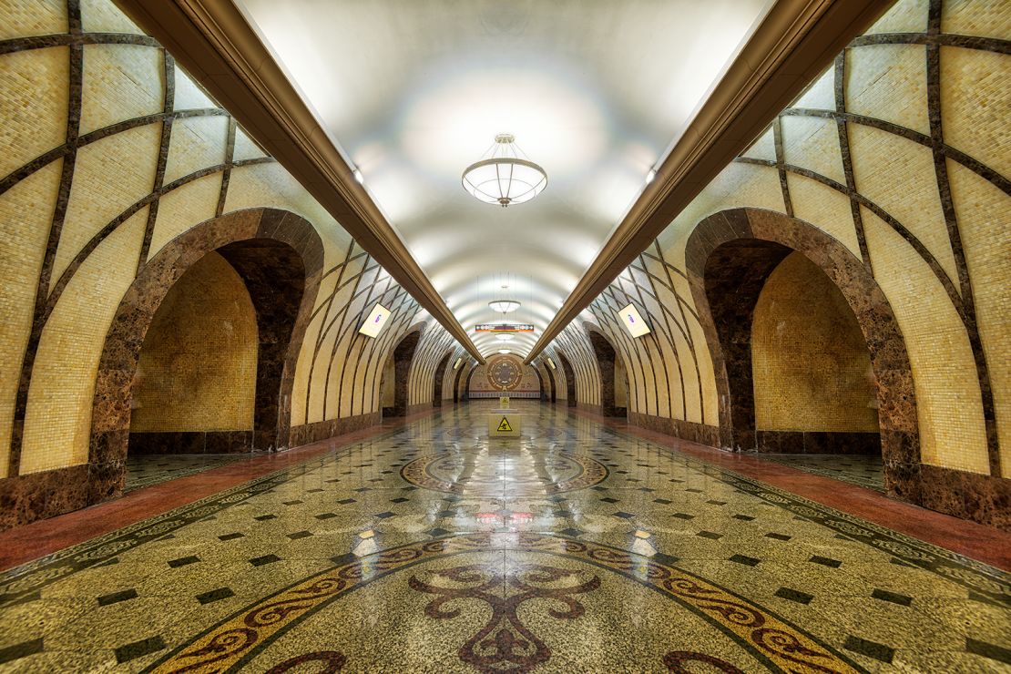 Almaty's Zhibek Zholy metro station.