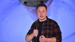 Elon Musk, co-founder and chief executive officer of Tesla Inc., speaks during an unveiling event for the Boring Company Hawthorne test tunnel in Hawthorne, south of Los Angeles, California on December 18, 2018. - Musk explained that the snail moves 14 times faster than a tunnel-digging machine. 
On Tuesday night December 18, 2018, Boring Co. officially opened the Hawthorne tunnel, a preview of Elon Musk's larger vision to ease L.A. traffic. (Photo by Robyn Beck / POOL / AFP)        (Photo credit should read ROBYN BECK/AFP via Getty Images)