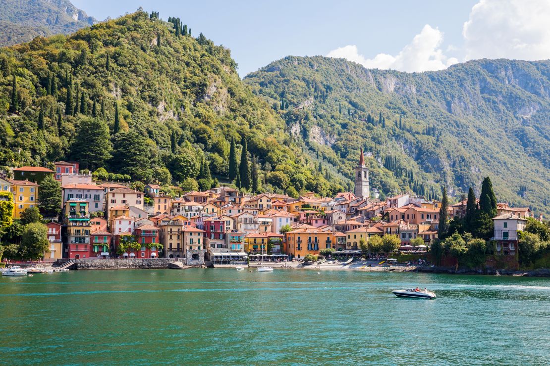 Waite's new life has seen her taking weekend breaks to Tuscany and Lake Como (pictured).