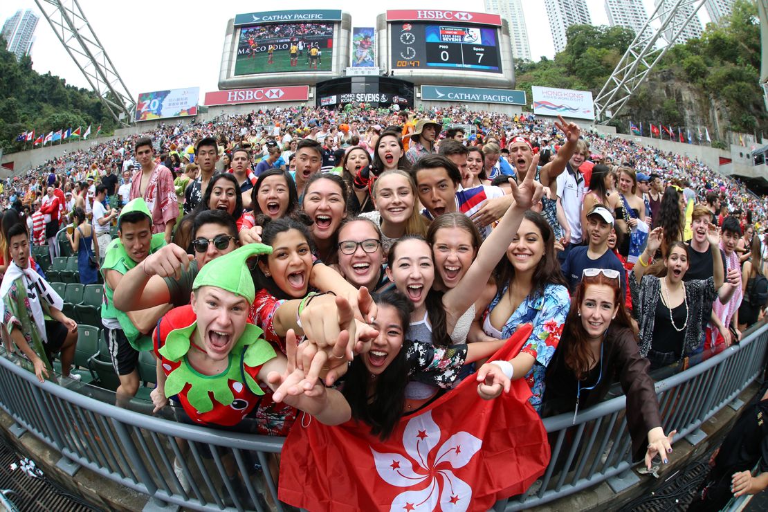 The infamous South Stand of the Hong Kong Stadium is a designated zone for hardcore revelers.