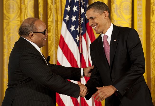 President Barack Obama awards the National Medal of Arts to Jones during a ceremony at the White House in 2011.