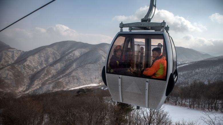 The cable car to the summit of Masikryong Ski Resort near Wonsan, North Korea. (Photo by Carl Court/Getty Images)