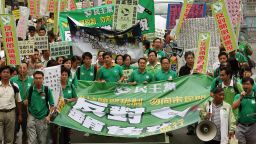 Democratic Party's anti-goods and services tax (GST) protest march from Southorn Playground in Wan Chai to Central Government Offices, in Hong Kong, on  August 20, 2006.