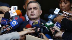 CARACAS, VENEZUELA - JANUARY 29: General Prosecutor of Venezuela Tarek William Saab talks to press at the Supreme Justice Tribunal on January 29th in Caracas, Venezuela. William Saab confirmed the embargo of all properties and accounts opposition leader Juan Guaidó. He also announced that Guaidó is not allowed to leave Venezuela as he is under investigation because of going against the constitution.
(Photo by Marco Bello/Getty Images)