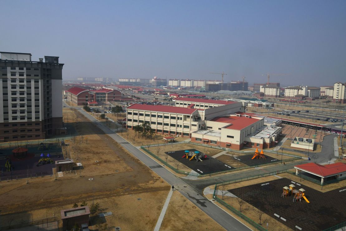 Camp Humphreys in Pyeongtaek, South Korea, is photographed in 2019. It is the US' largest overseas military base.