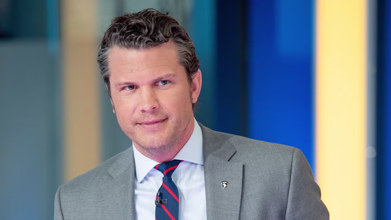 Pete Hegseth appears on "Fox & Friends" at Fox News Channel Studios in New York in 2019.
