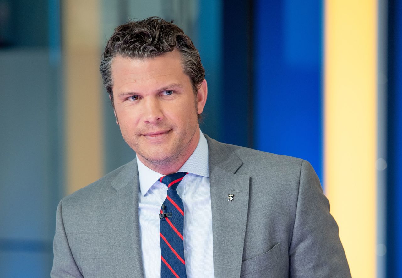 Pete Hegseth appears on "Fox & Friends" at Fox News Channel Studios in New York in 2019.