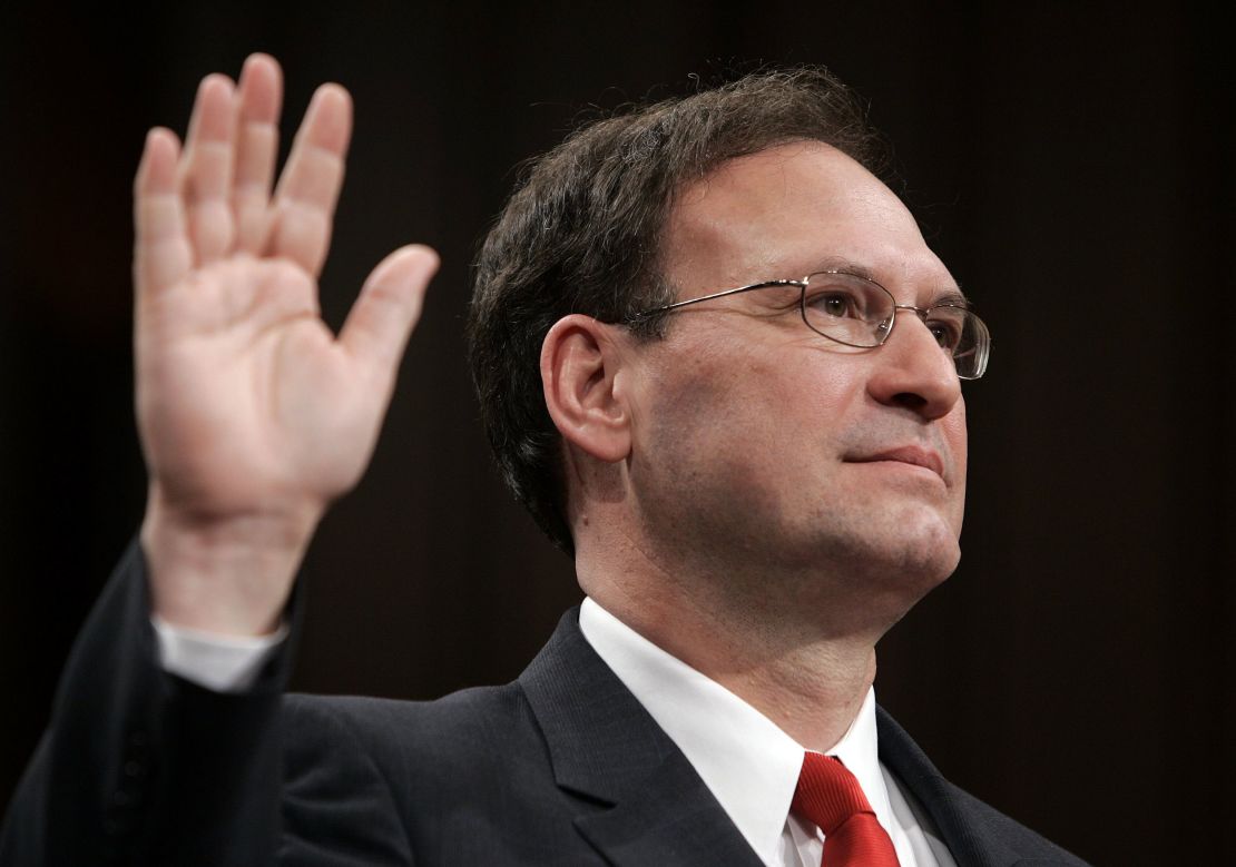 Samuel Alito, President George W. Bush's nominee for associate justice of the Supreme Court, is sworn in before the Senate Judiciary Committee during his confirmation hearing in Washington, DC, on January 9, 2006.