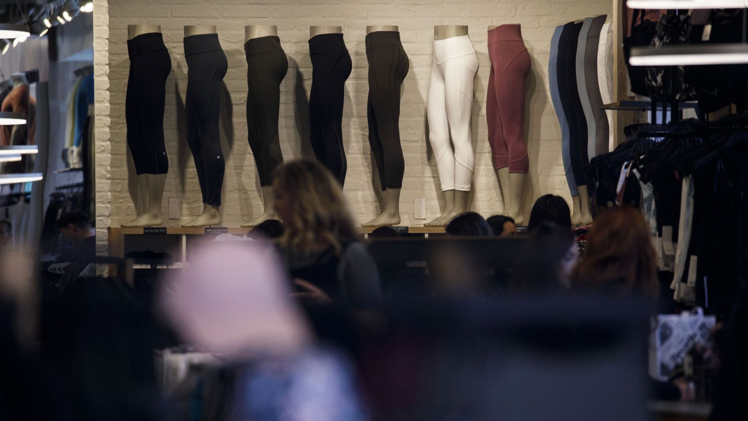 Leggings are displayed for sale at a Lululemon Athletica Inc. store in Santa Monica, California, U.S., on Monday, March 25, 2019.